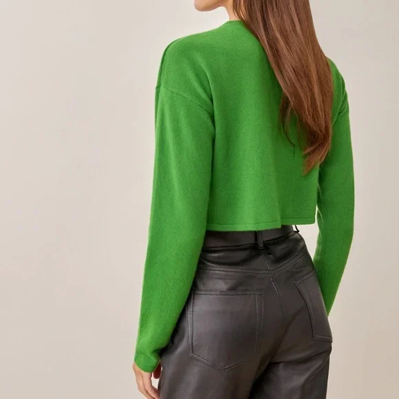Reformation Idan Cropped Cashmere Crew Sweater - Picture 4 of 4
